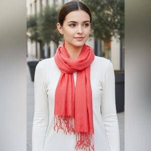 Loft Coral Scarf / Wrap with Fringe NWT